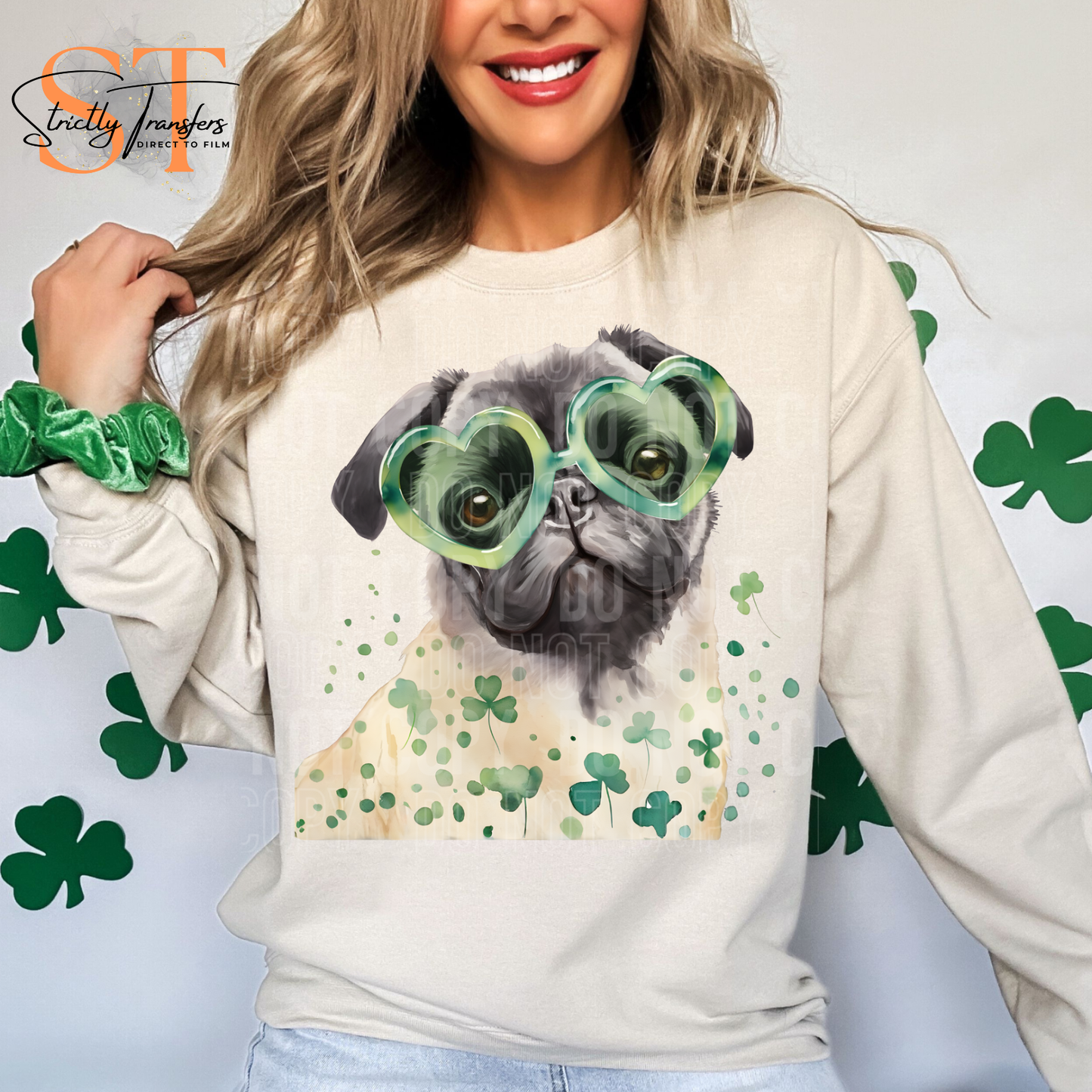 St. Patrick's Pug Direct to Film Transfers