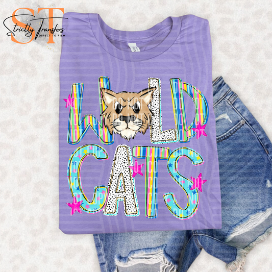 Wildcats Head Happy Chaos Direct to Film Transfers