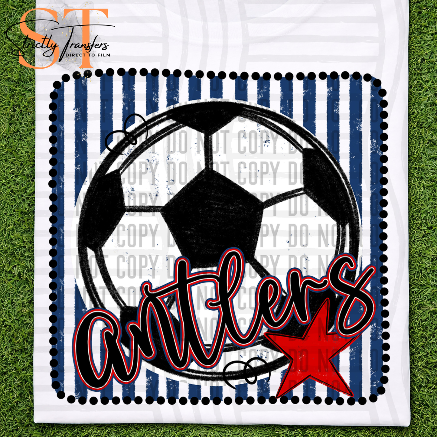 Antlers Striped Frame Soccer Direct to Film Transfers