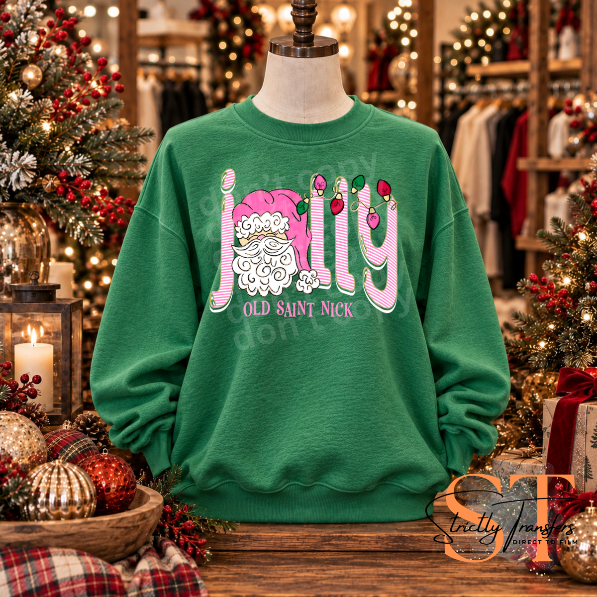 Jolly Old St. Nick Pink Direct to Film Transfers