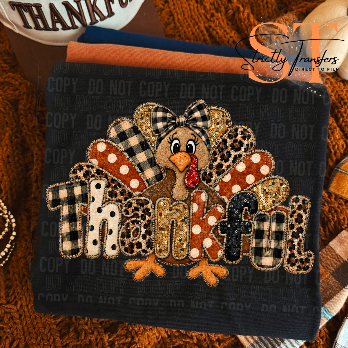 Thankful Patterned Turkey Direct to Film Transfers