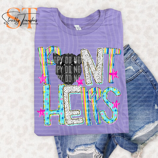 Panthers Head Happy Chaos Direct to Film Transfers