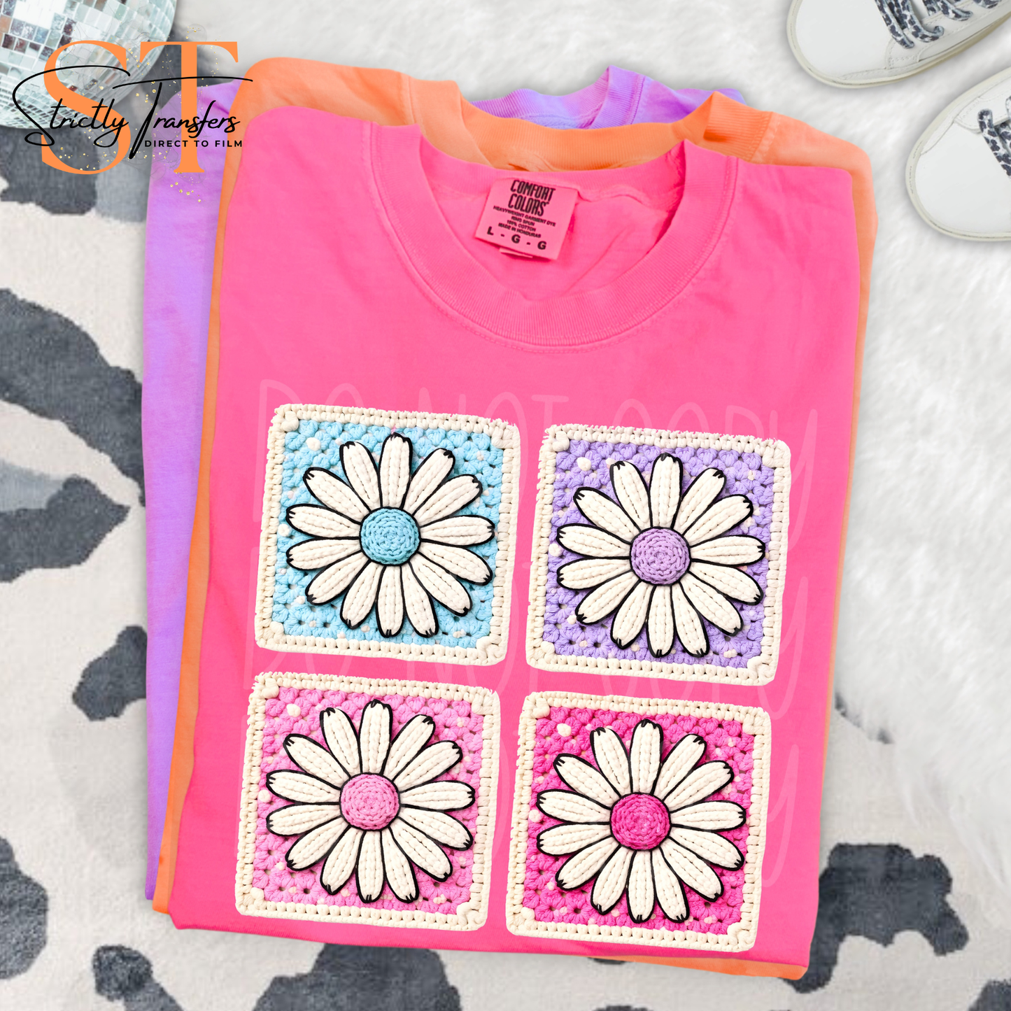 Flower Granny Square Direct to Film Transfers