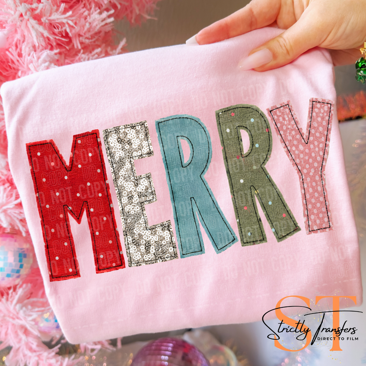 Merry Faux Embroidery Direct to Film Transfers