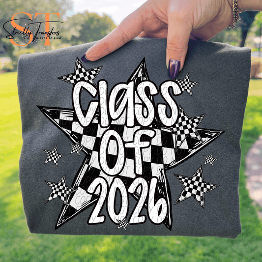 Class of 2026 Checkered Star Direct to Film Transfers