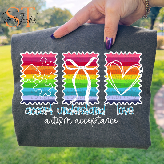 Autism Acceptance Trio Direct to Film Transfers