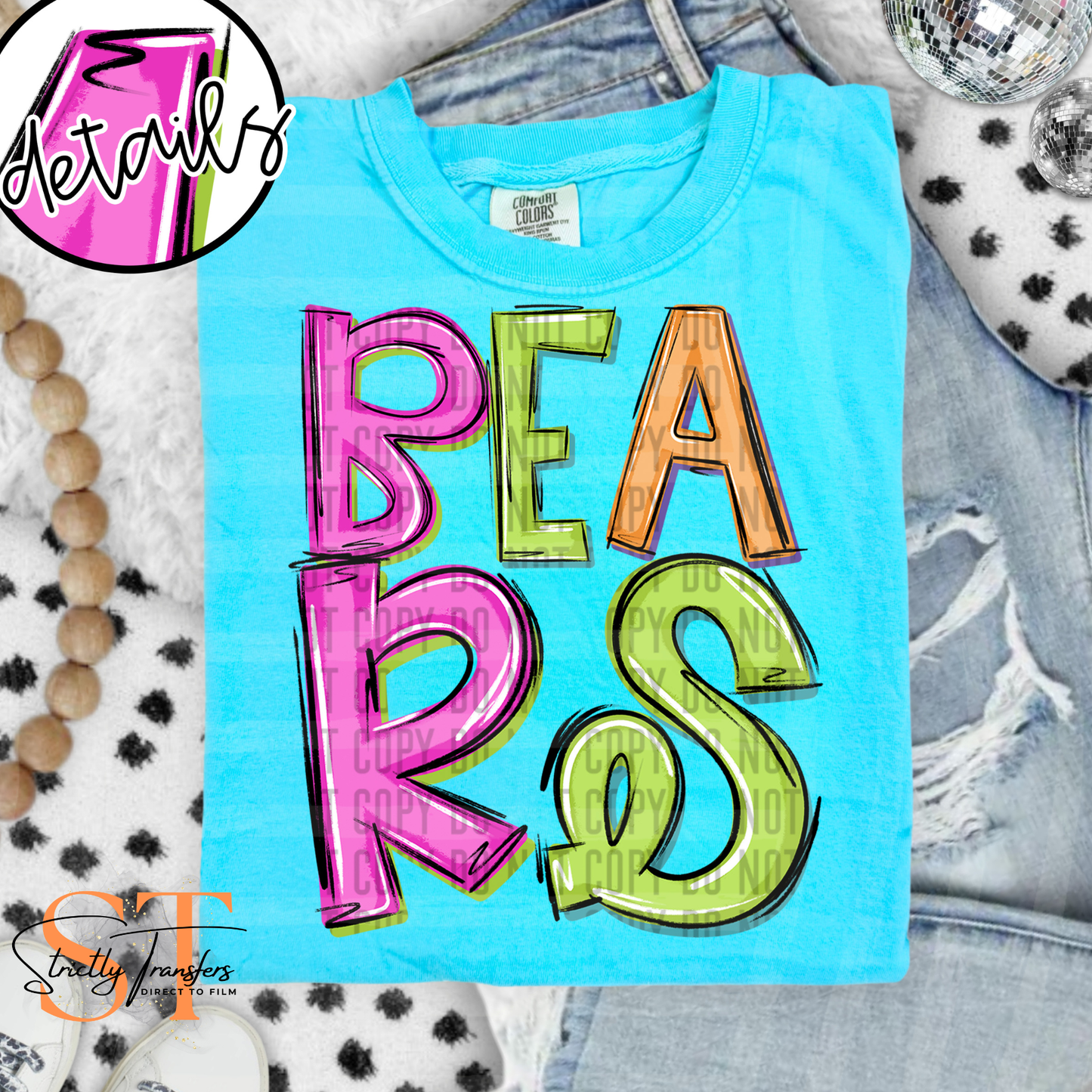 Bears Neon Barbie Direct to Film Transfers