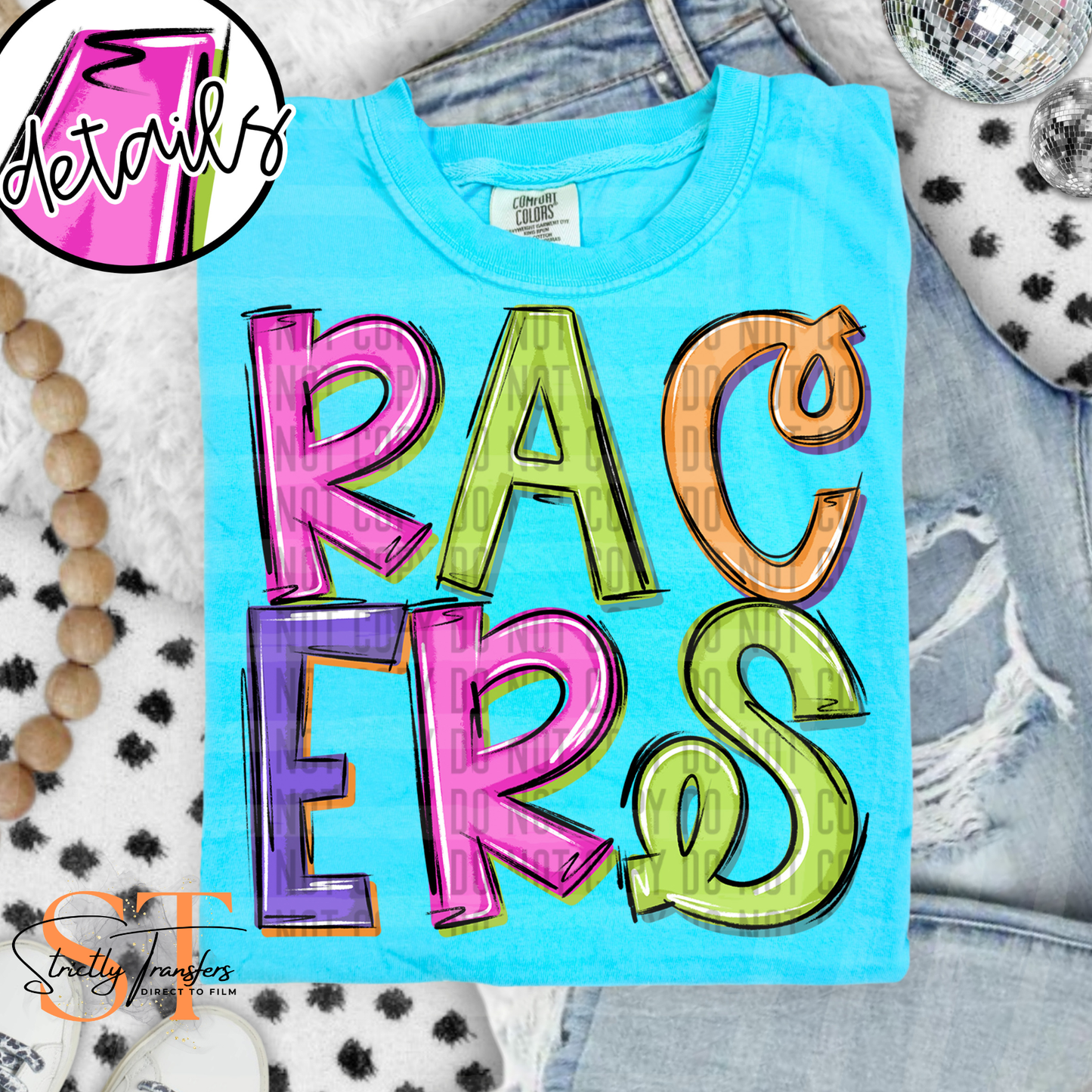 Racers Neon Barbie Direct to Film Transfers