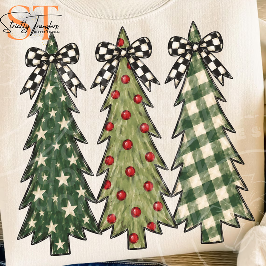 Green Christmas Tree Trio Direct to Film Transfers