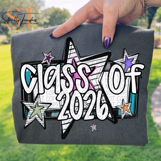 Class of 2026 Striped Star Direct to Film Transfers