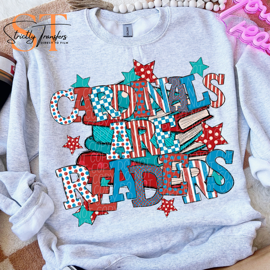 Cardinals are Readers (Arm Design Option Available) Direct to Film Transfers