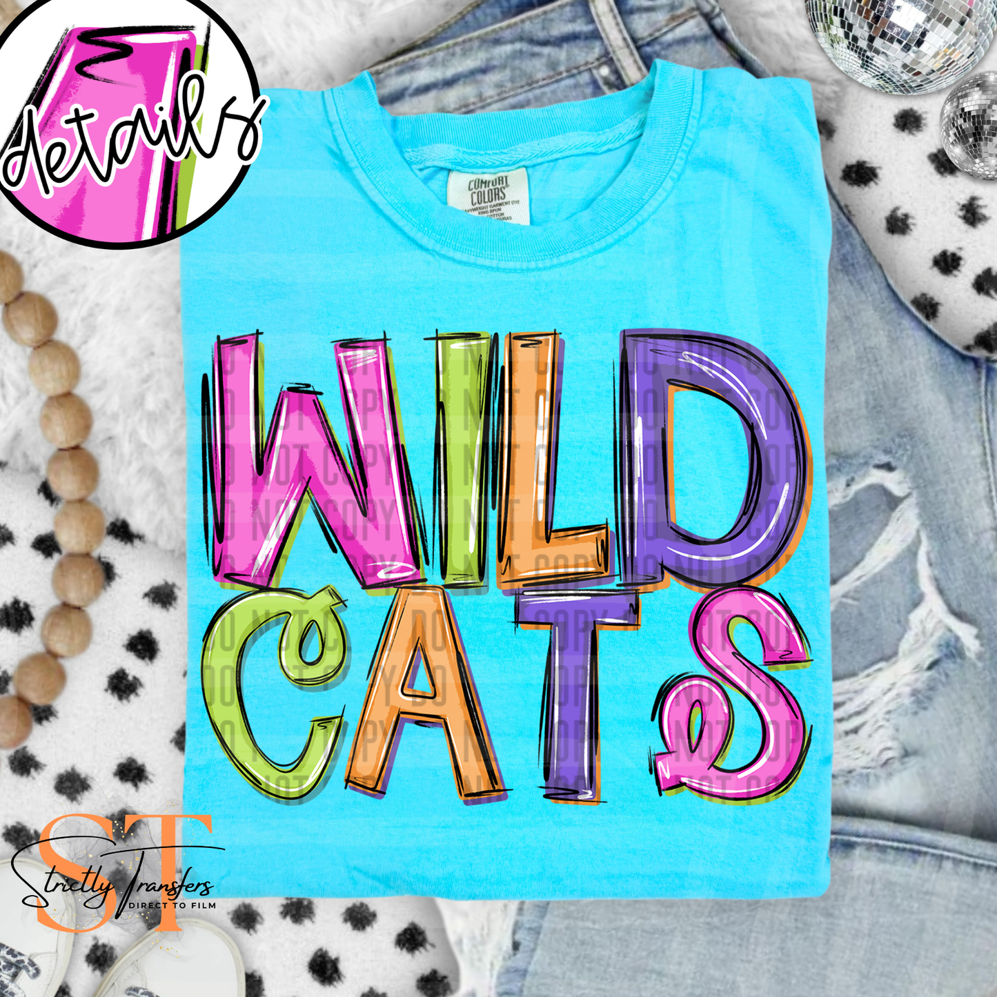 Wildcats Neon Barbie Direct to Film Transfers