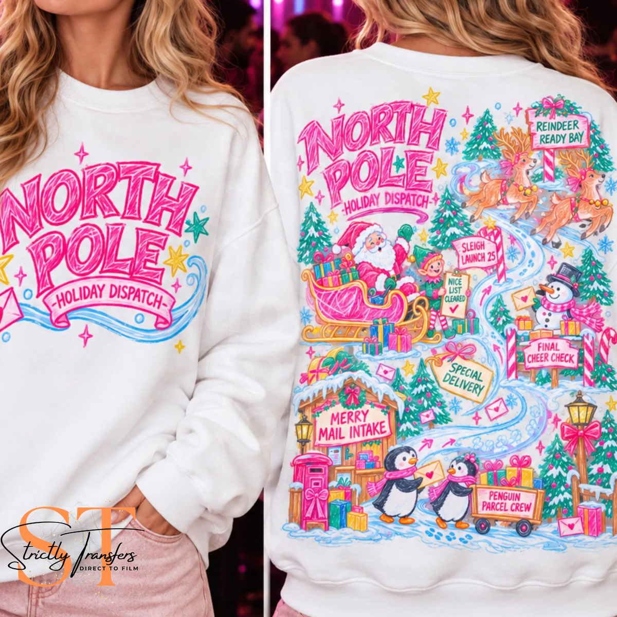 North Pole Holiday Dispatch - Pocket Design included Direct to Film Transfers