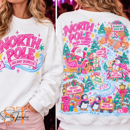 North Pole Holiday Dispatch - Pocket Design included Direct to Film Transfers