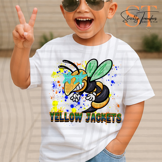 Yellow Jackets Paint Splatter Star Eyes Direct to Film Transfers