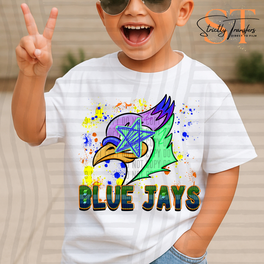 Blue Jays Paint Splatter Star Eyes Direct to Film Transfers