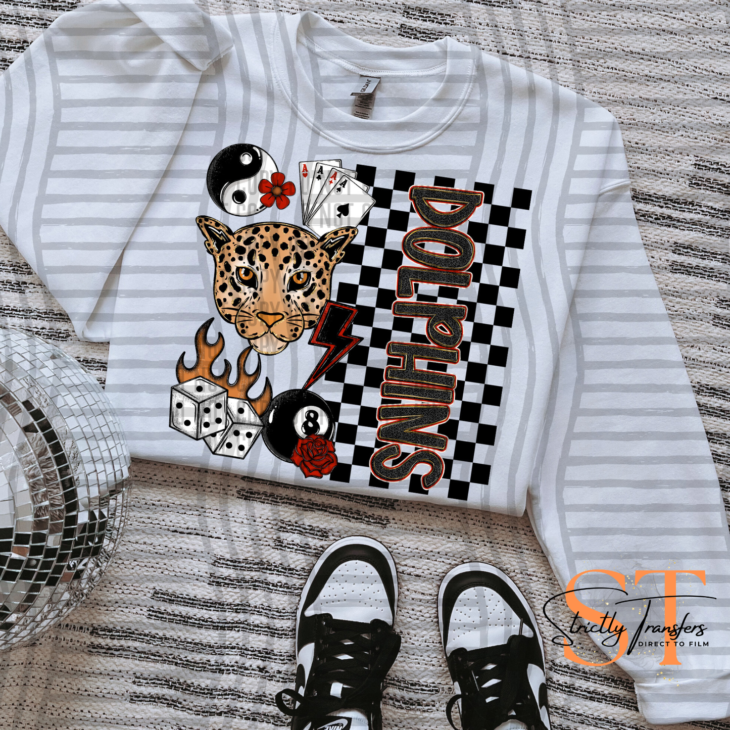 Dolphins Edgy Mascot Direct to Film Transfers