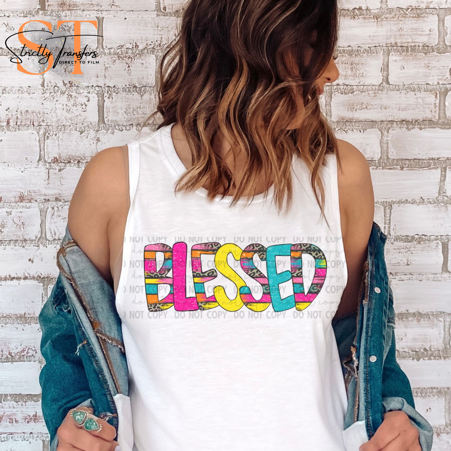 Colored Blessed Direct to Film Transfers