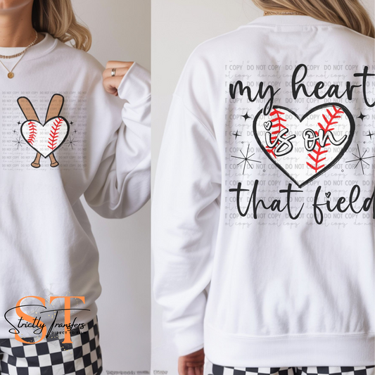 My Heart is on That Field Baseball - pocket included Direct to Film Transfers