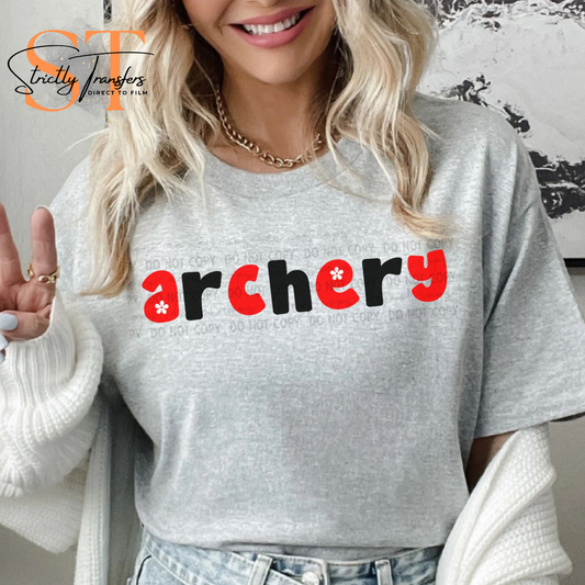 Archery Red & Black Direct to Film Transfers