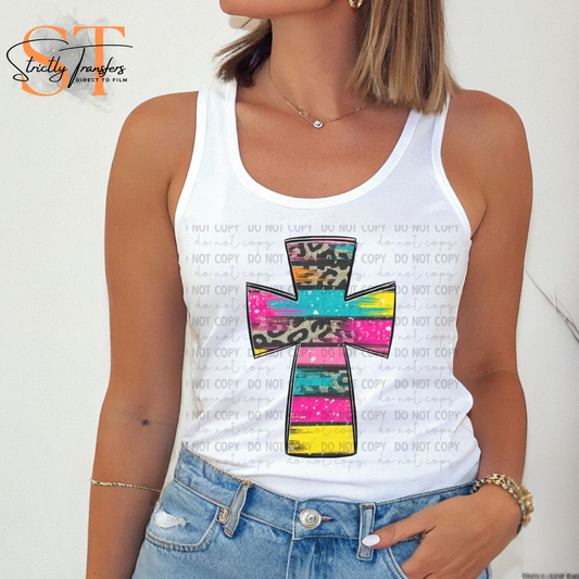 Colorful Cross Direct to Film Transfers