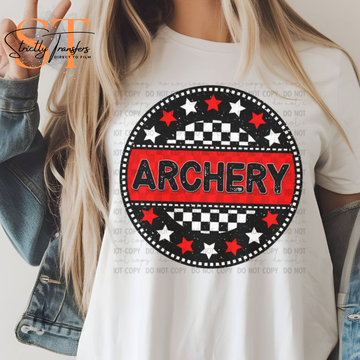 Red Archery Star Circle Direct to Film Transfers