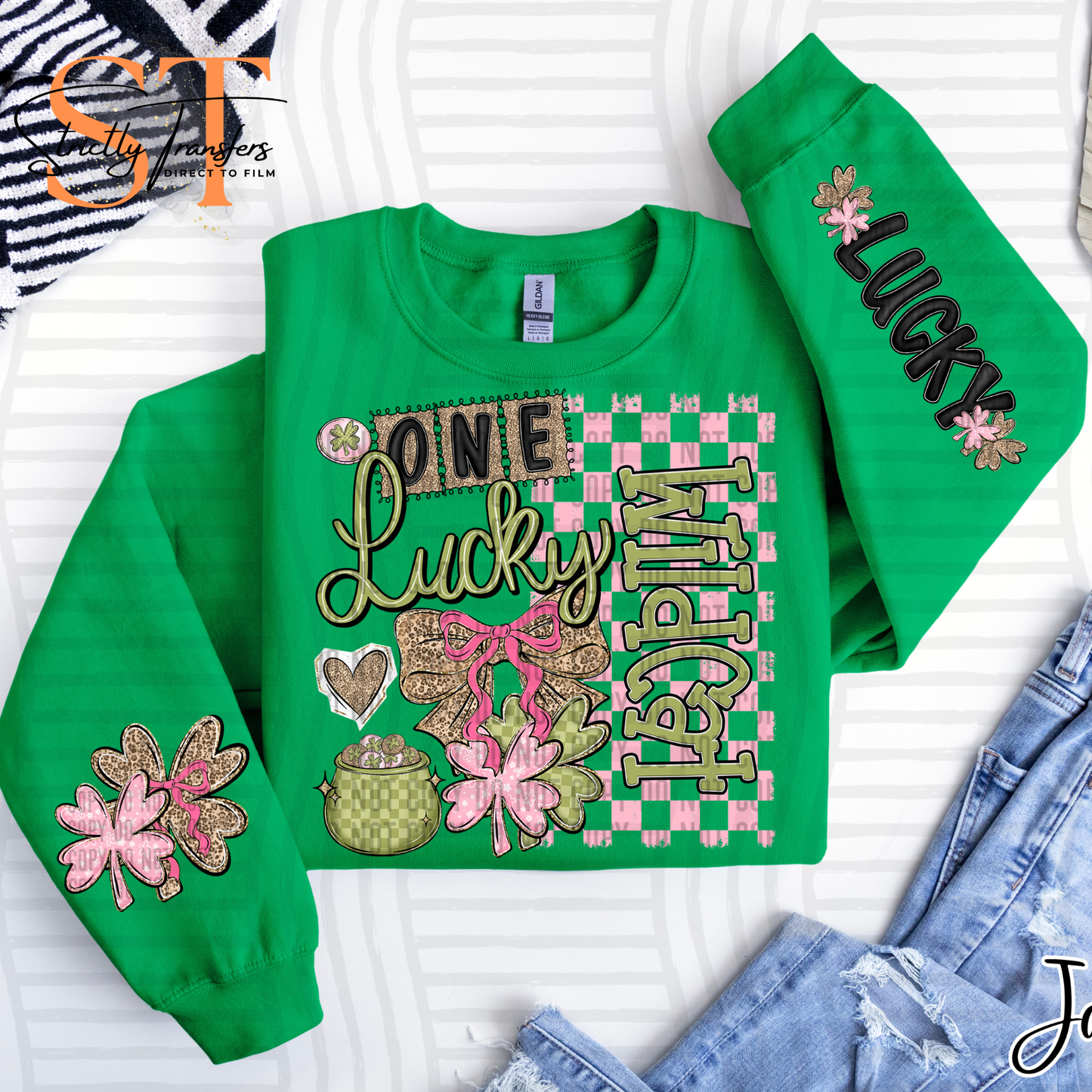 One Lucky Checkered Wildcat (Arm Design Options Available) Direct to Film Transfers