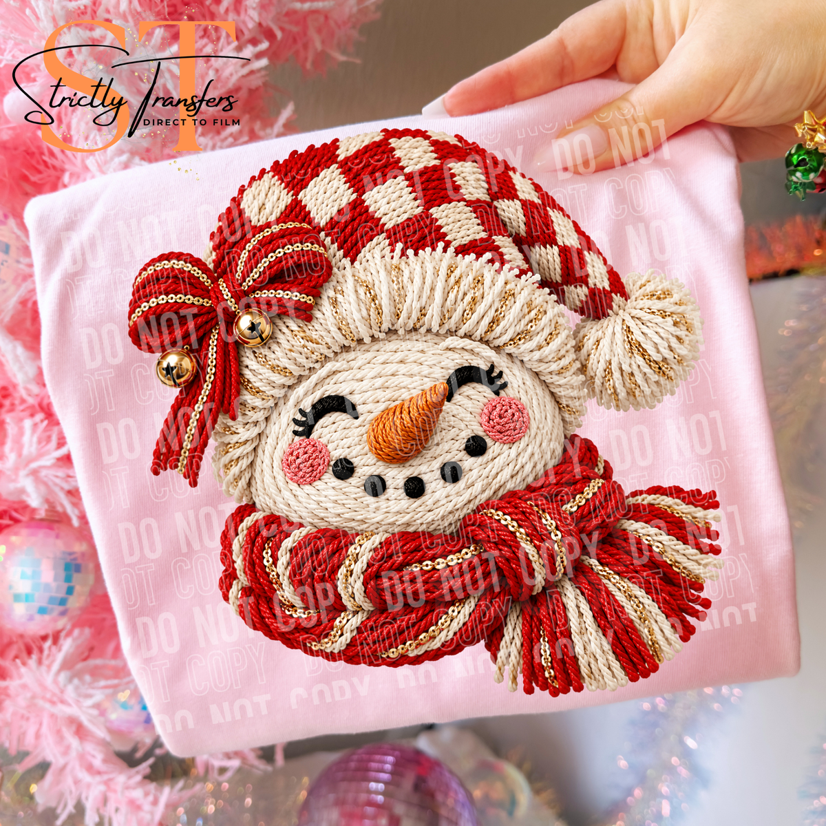 Snowman Faux Yarn Direct to Film Transfers