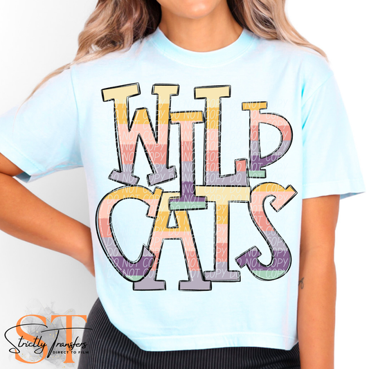 Wildcats Pastel Mascot Direct to Film Transfers