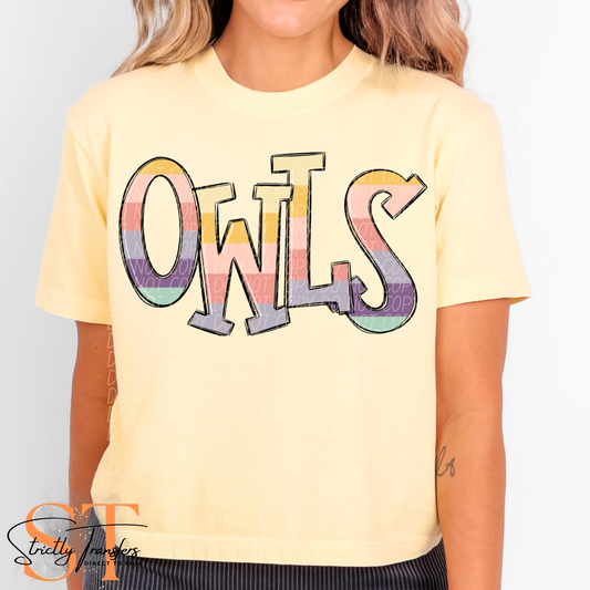Owls Pastel Mascot Direct to Film Transfers