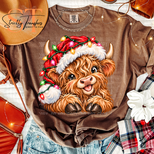 Christmas Highland Cow Direct to Film Transfers