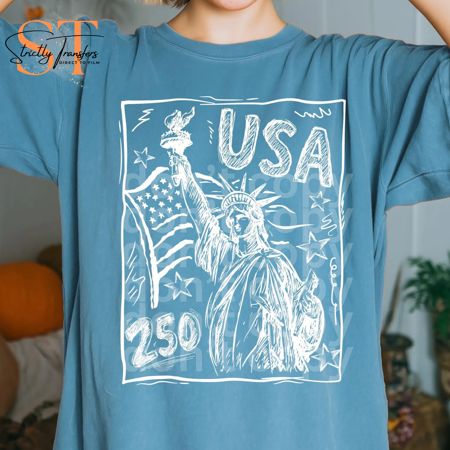 USA 250 Sketch - 3 colors Direct to Film Transfers