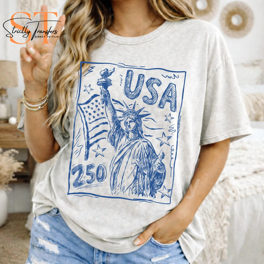 USA 250 Sketch - 3 colors Direct to Film Transfers