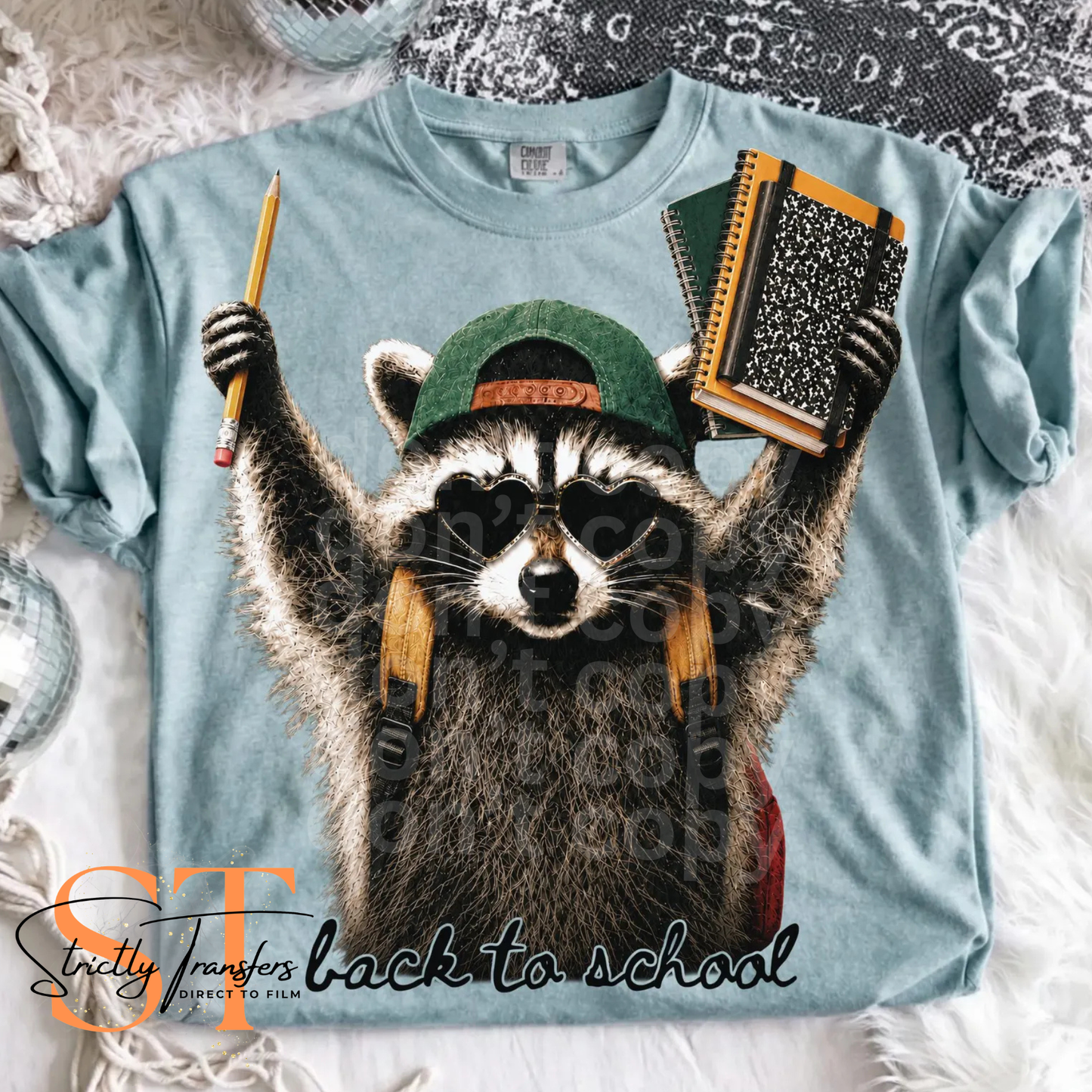 Back to School Racoon Direct to Film Transfers