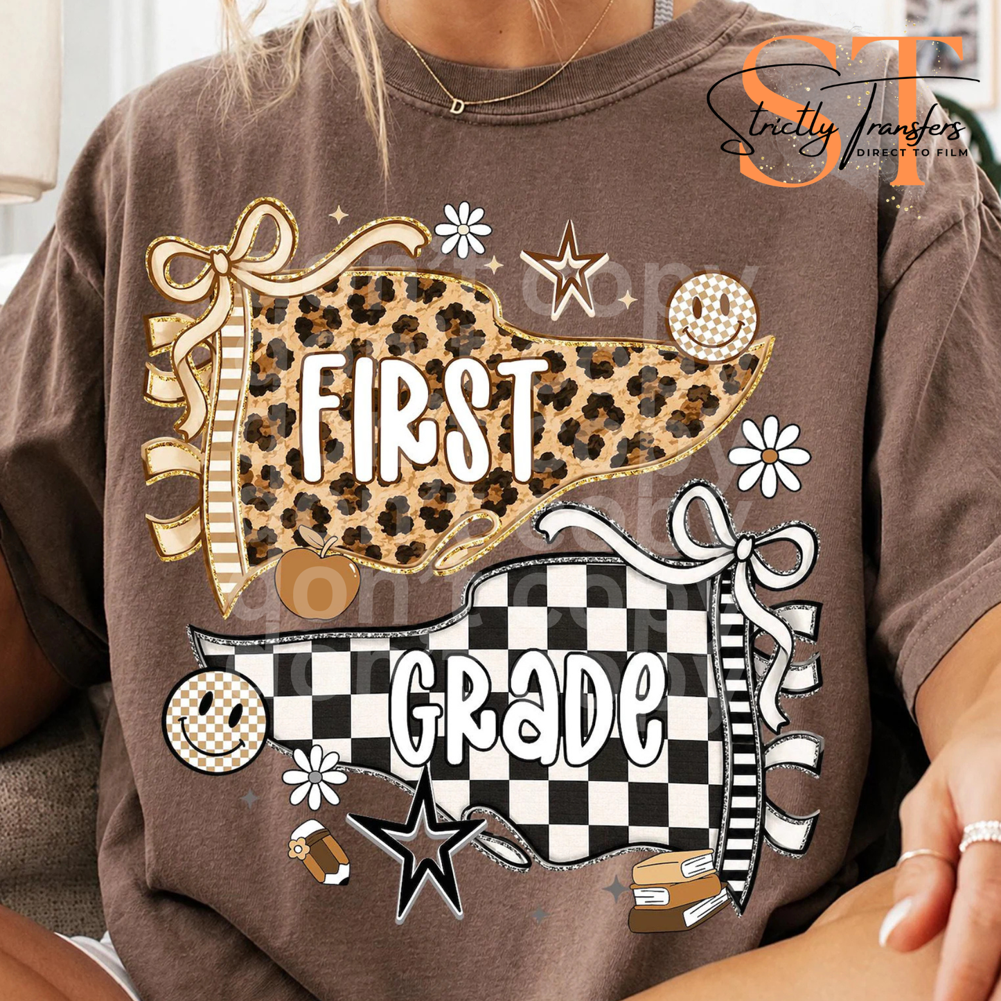 Leopard & Checkered Pennant Grade Levels - Multiple Options Direct to Film Transfers