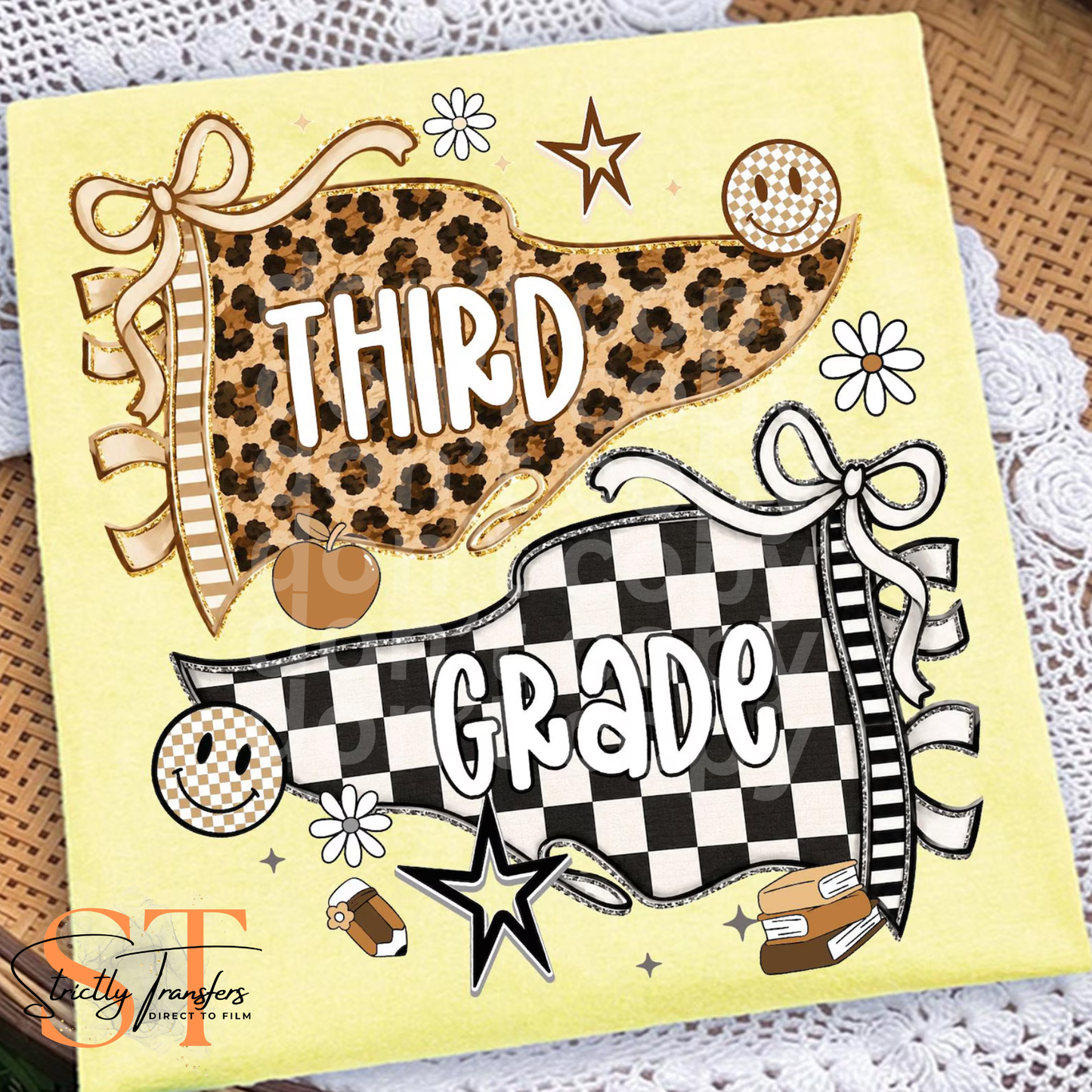 Leopard & Checkered Pennant Grade Levels - Multiple Options Direct to Film Transfers