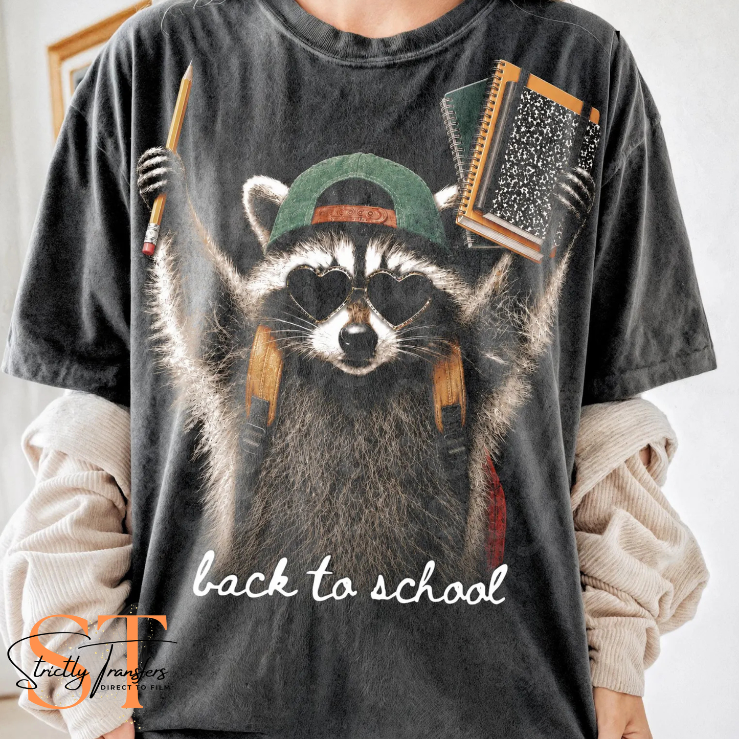 Back to School Racoon Direct to Film Transfers