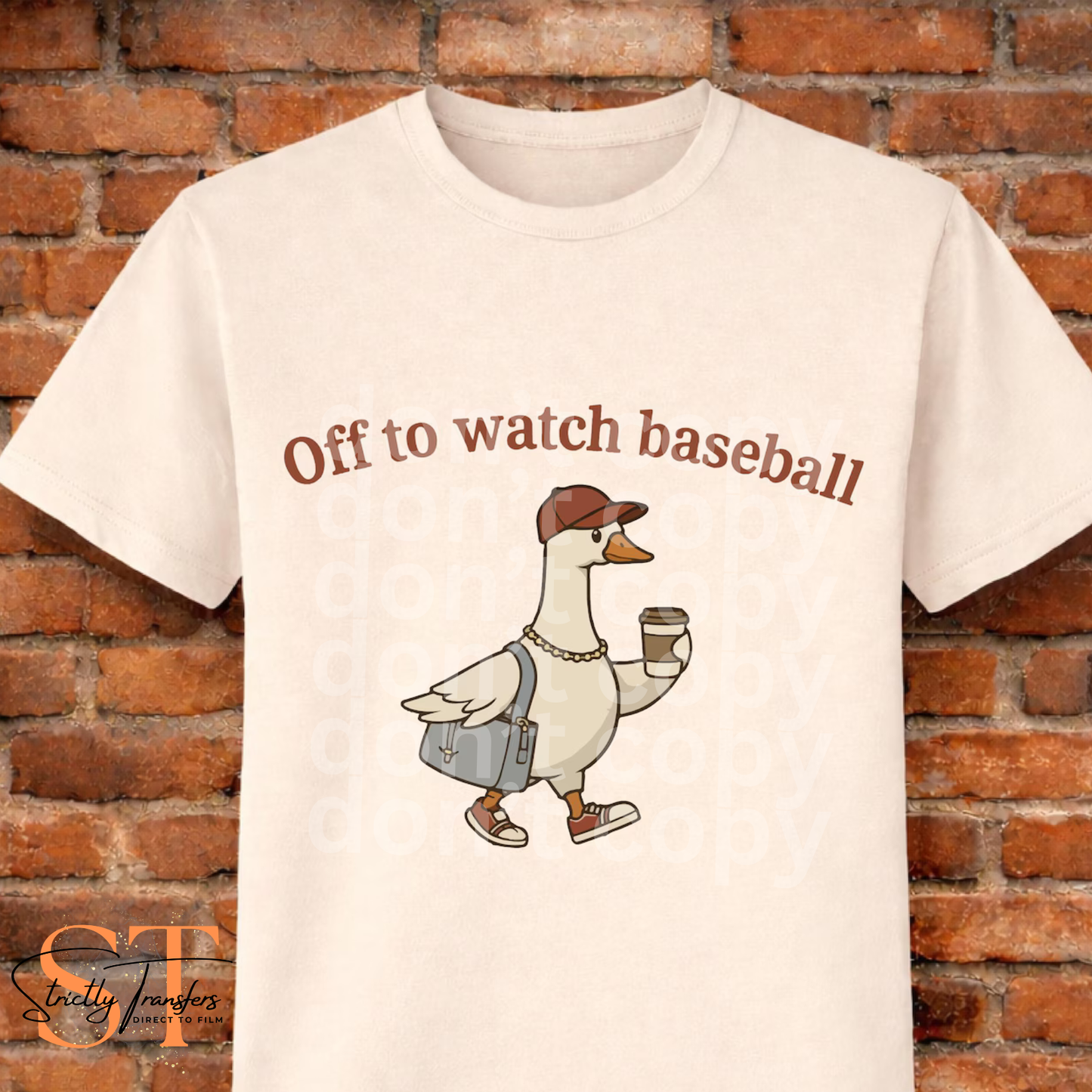 Off to Watch Baseball - 2 colors Direct to Film Transfers