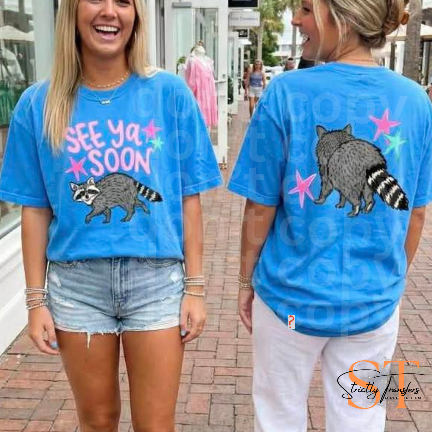 See Ya Soon Racoon Direct to Film Transfers