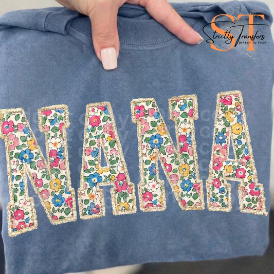 Nana Faux Stitched Floral Direct to Film Transfers