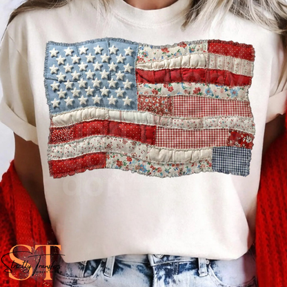 USA Flag Faux Patch Direct to Film Transfers