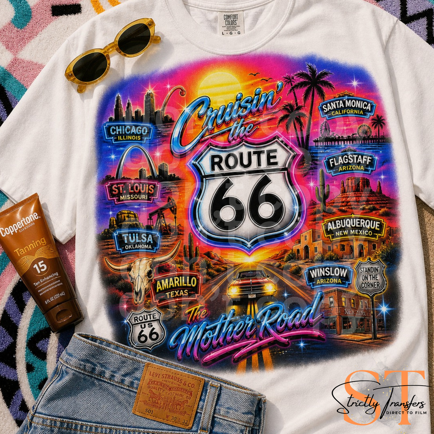 Route 66 Airbrush Direct to Film Transfers