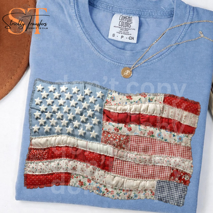 USA Flag Faux Patch Direct to Film Transfers