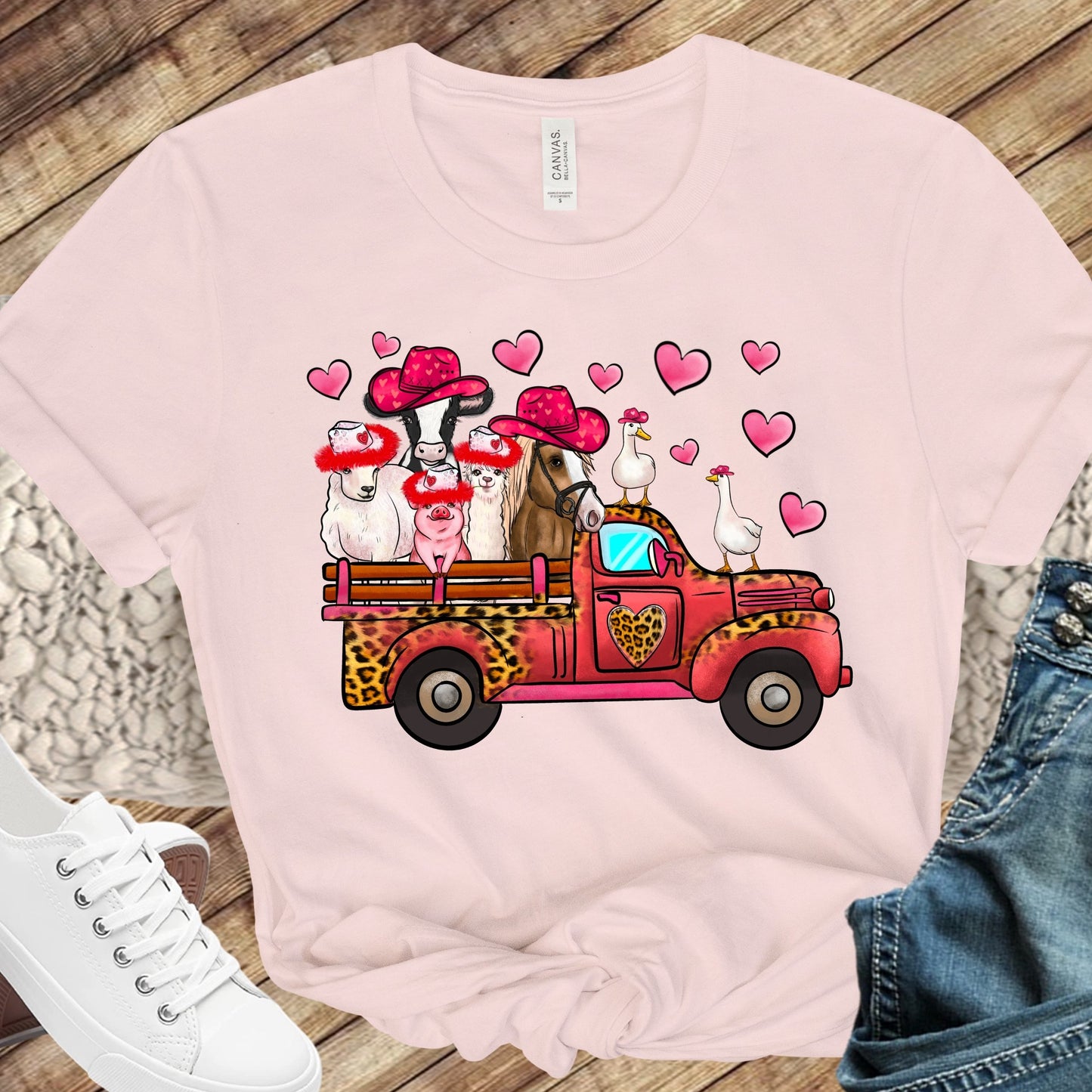 Farm Animals Leopard Valentine's Day Truck Direct to Film Transfer