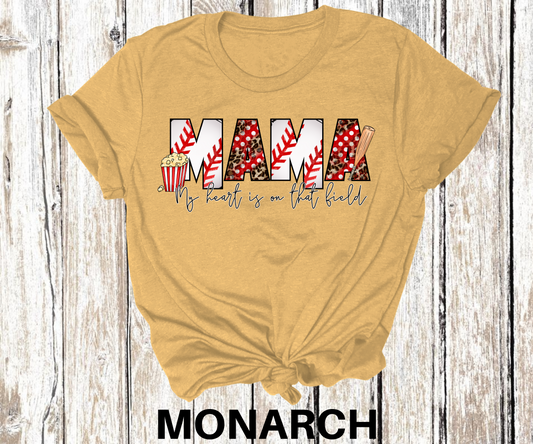 Mama Baseball Leopard/White - My Heart Is On That Field Direct to Film Transfer