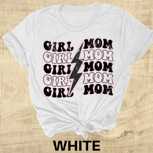 Girl Mom Lightning Retro Pink/Black Direct to Film Transfer