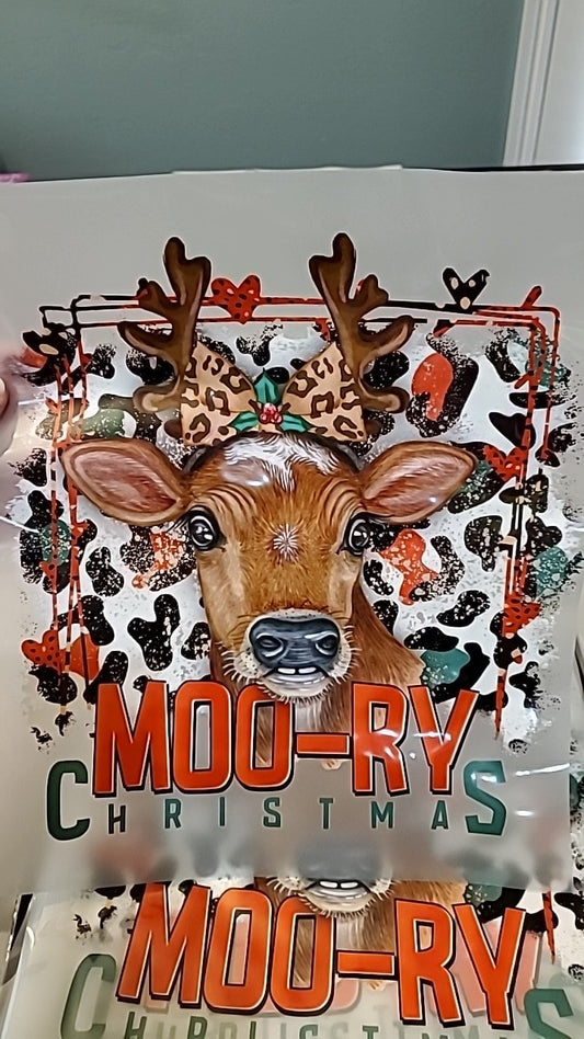 Moo-ry Cow Christmas Direct to Film Transfer