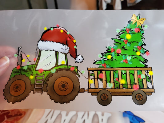 Green Tractor Trailer Boys Christmas Direct to Film Transfer