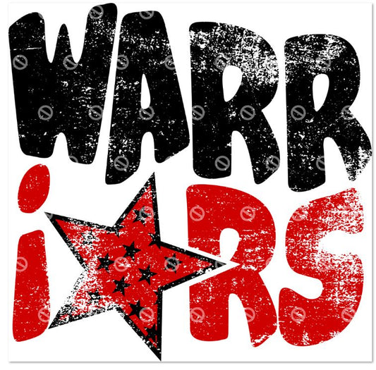 Warriors Red/Black Retro Star Direct to Film Transfer