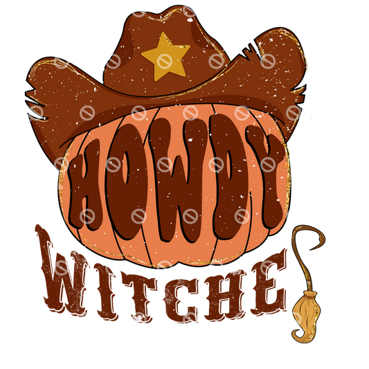 Howdy Witches Pumpkin Retro Direct to Film Transfer